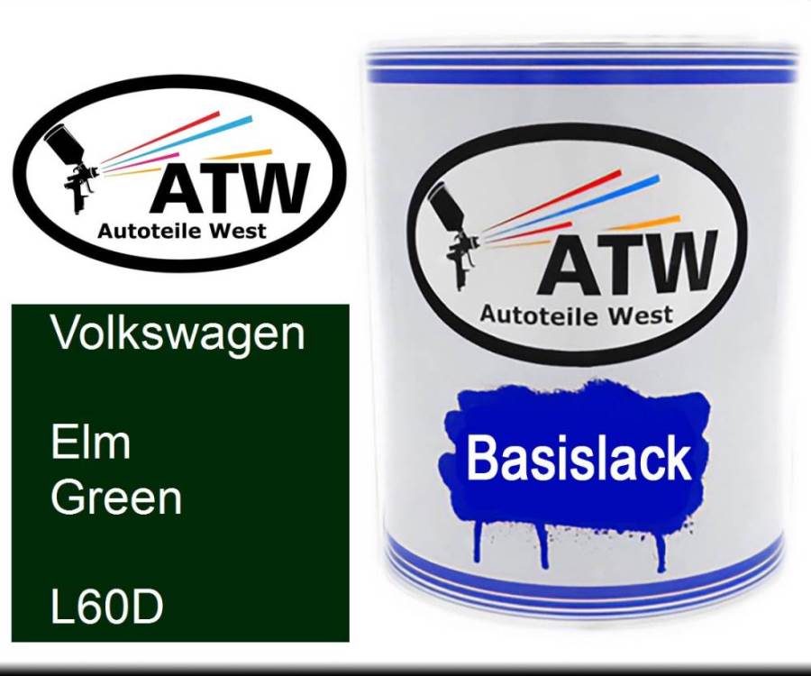 Volkswagen, Elm Green, L60D: 1L Lackdose, von ATW Autoteile West.